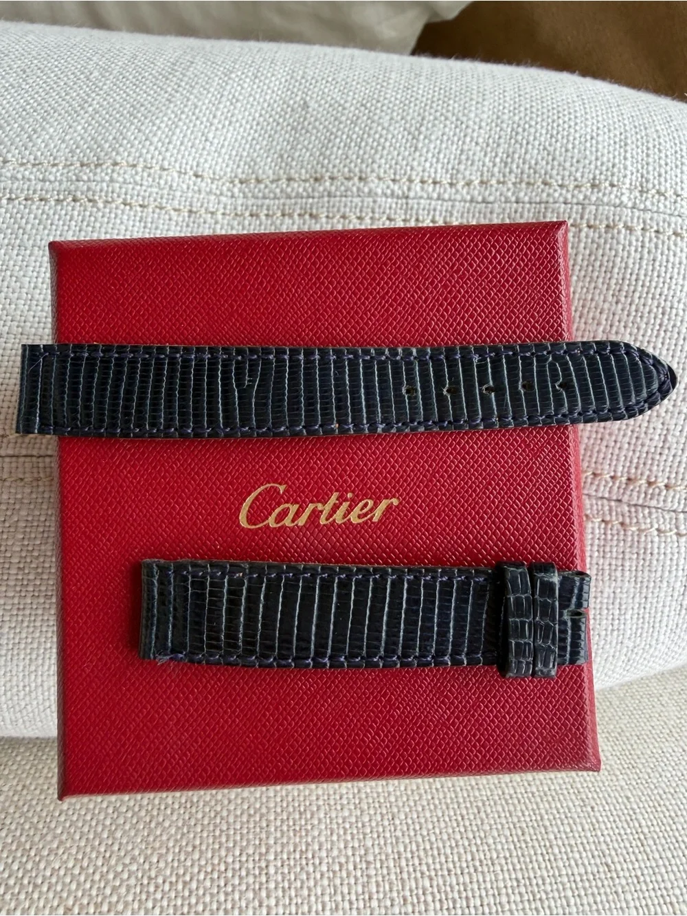CARTIER watch replacement Lizard tank bands from Paris - Picture 1 of 9